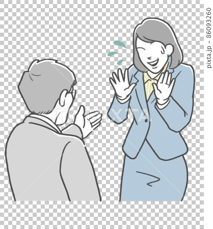 男性上司に追い詰められる女性社員 男性上司に追い詰められる女性社員 86093260