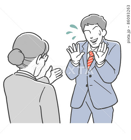 女性上司に追い詰められる男性社員 女性上司に追い詰められる男性社員 86093263