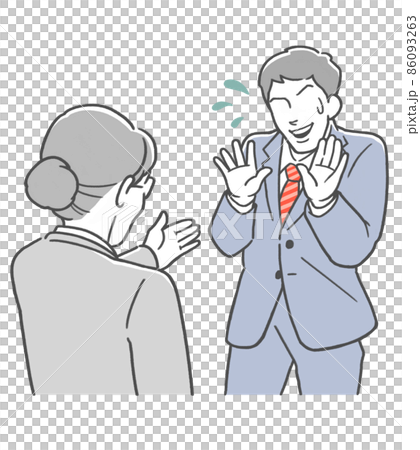 女性上司に追い詰められる男性社員 女性上司に追い詰められる男性社員 86093263