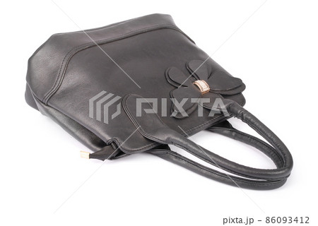 Black leather handbag (Clipping path) 86093412