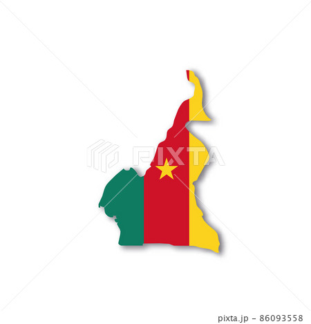 Cameroon national flag in a shape of country map