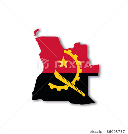 Angola national flag in a shape of country map