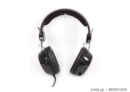 Black headphones white background with soft shadow Black headphones white background with soft shadow 86095300