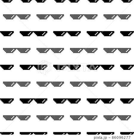 Black Pixel Sunglasses Seamless Pattern Isolated on White Background 86096277