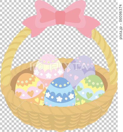 カゴに入ったイースターエッグ 86096374