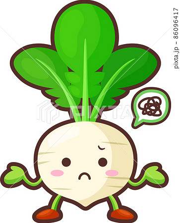 不満そうなかわいいカブのイラストのイラスト素材