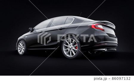 Compact Sports car Family Sedan 3d illustration. 86097132