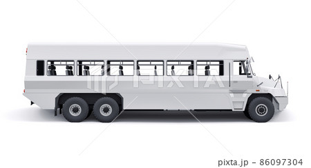 Bus to transport workers to hard to reach areas. 3D illustration. 86097304