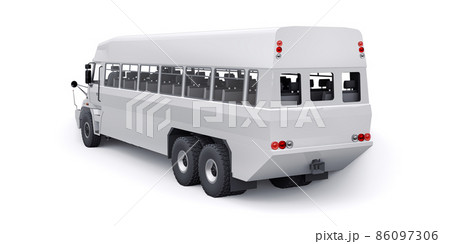 Bus to transport workers to hard to reach areas. 3D illustration. Bus to transport workers to hard to reach areas. 3D illustration. 86097306