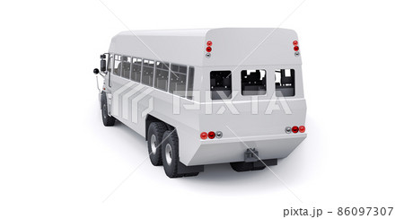 Bus to transport workers to hard to reach areas. 3D illustration. 86097307