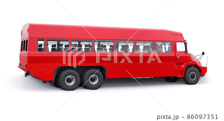 Bus to transport workers to hard to reach areas. 3D illustration. 86097351