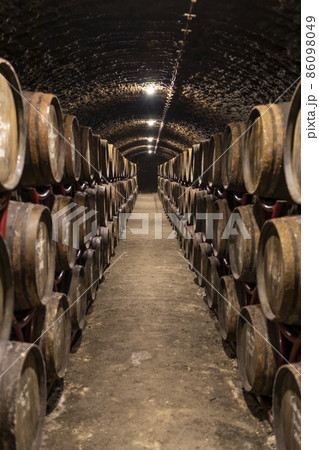 wine cellars with barrels near Eger, Hungary 86098049