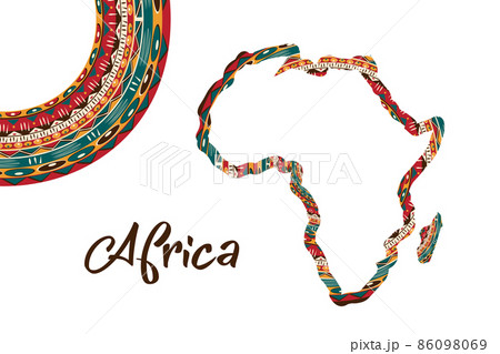 Africa patterned map. Banner with tribal traditional grunge African pattern, elements, concept design. Vector isolated on white background 86098069