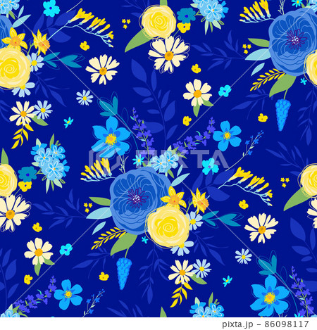 Night meadow spring seamless pattern for dress 86098117