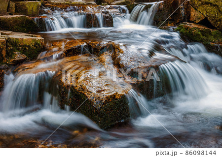 Beautiful scenery of the Wild Waterfall on the lomnica river, Karpacz. Poland 86098144