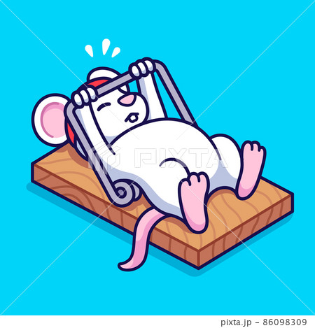 Gym rat, cartoon mouse bench pressing mousetrap Gym rat, cartoon mouse bench pressing mousetrap 86098309