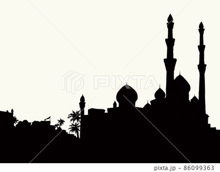 Ancient Arabic city. Vector drawing 86099363