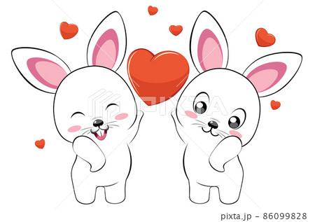 White bunny couple with heart 86099828