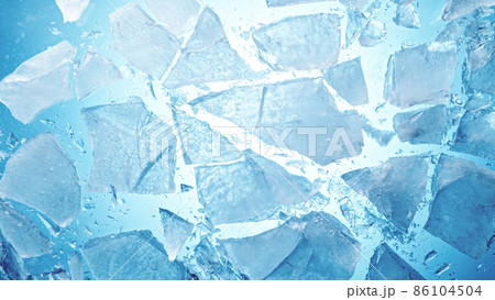 Close-up of broken ice, top shot. Close-up of broken ice, top shot. 86104504