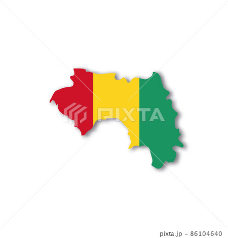 Guinea national flag in a shape of country map