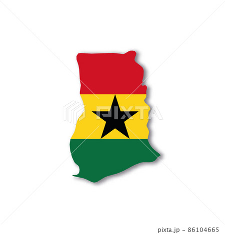 Ghana national flag in a shape of country map