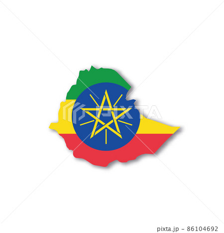 Ethiopia national flag in a shape of country map