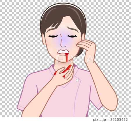 病気で吐血した女性 病気で吐血した女性 86105452