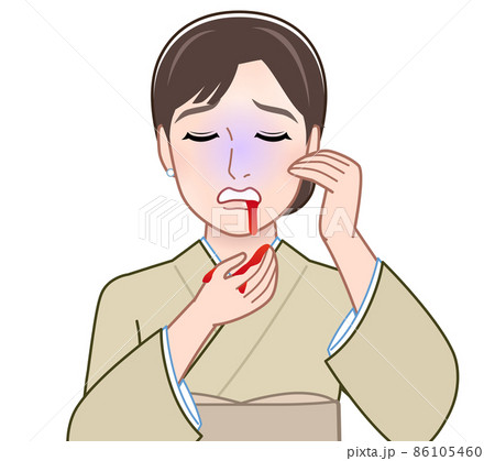 病気で吐血した女性 86105460
