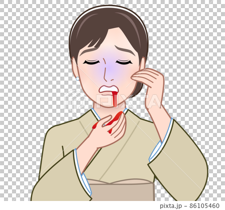 病気で吐血した女性 86105460