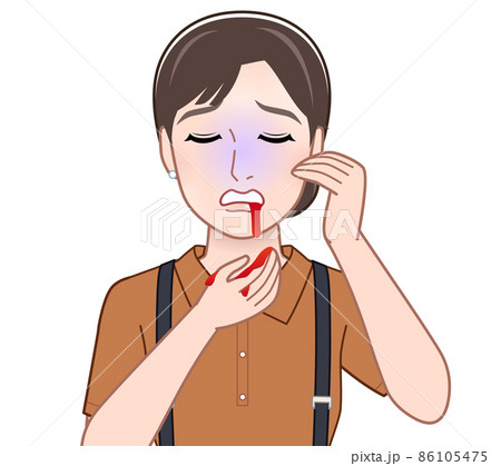 病気で吐血した女性 病気で吐血した女性 86105475