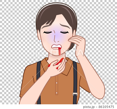 病気で吐血した女性 病気で吐血した女性 86105475