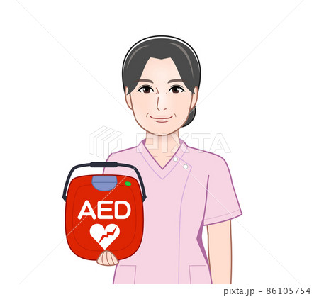AEDを持っている看護師さん AEDを持っている看護師さん 86105754