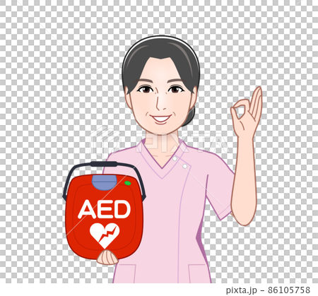AEDを持っている看護師さん AEDを持っている看護師さん 86105758