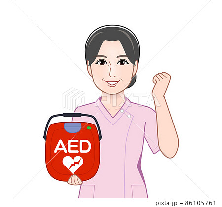 AEDを持っている看護師さん AEDを持っている看護師さん 86105761
