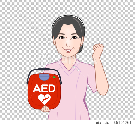 AEDを持っている看護師さん AEDを持っている看護師さん 86105761