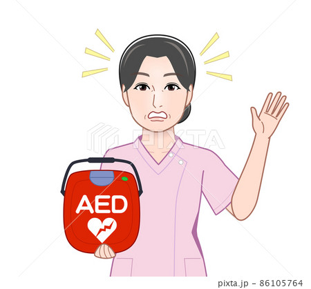 AEDを持っている看護師さん 86105764