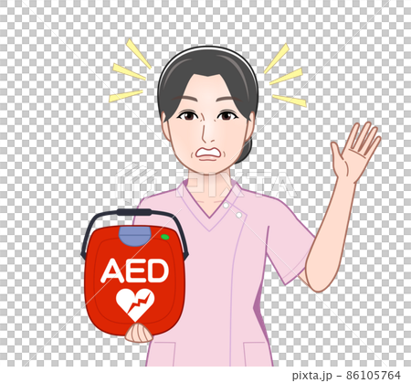 AEDを持っている看護師さん 86105764