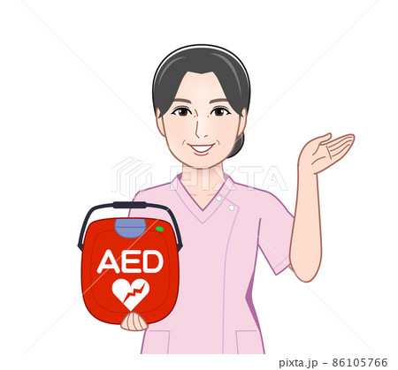 AEDを持っている看護師さん AEDを持っている看護師さん 86105766