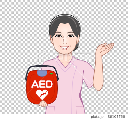 AEDを持っている看護師さん AEDを持っている看護師さん 86105766
