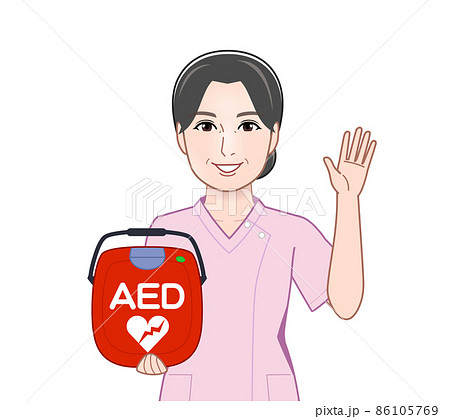 AEDを持っている看護師さん 86105769