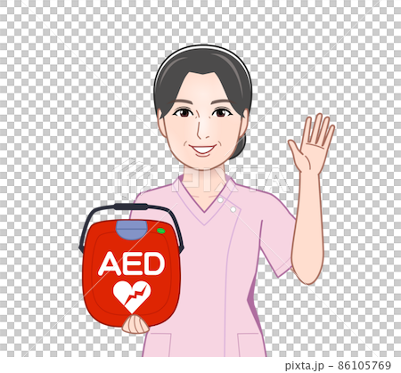 AEDを持っている看護師さん 86105769