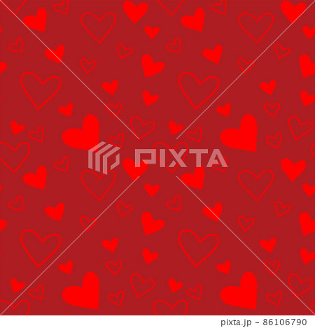 Red Seamless endless pattern with a pattern in the form of hearts. Vector repeat texture. 86106790
