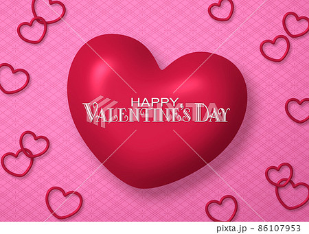 立体的なハートのバレンタイン背景デザインのイラスト素材