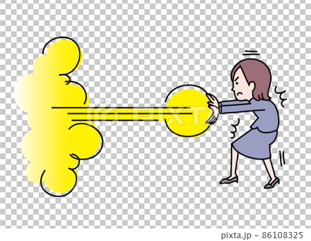 必殺技の波動を出すビジネスウーマンのイラスト素材