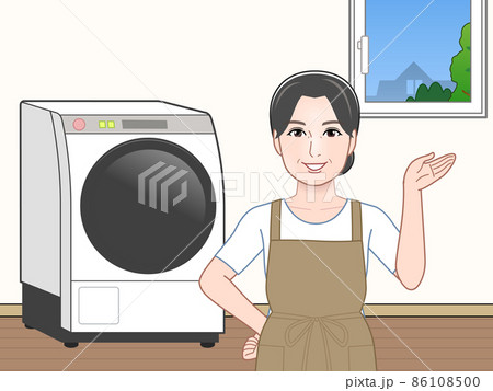 洗濯乾燥機を使う主婦のイラスト 86108500