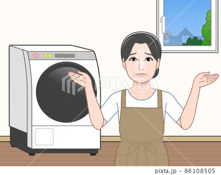 洗濯乾燥機を使う主婦のイラスト 86108505