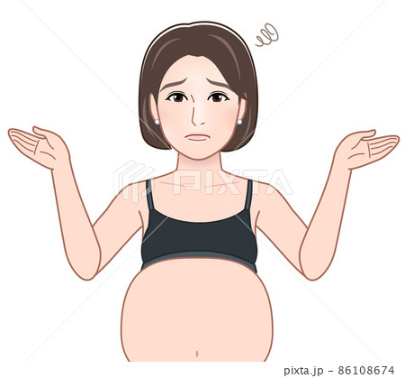 お腹の大きい妊婦のイラスト お腹の大きい妊婦のイラスト 86108674