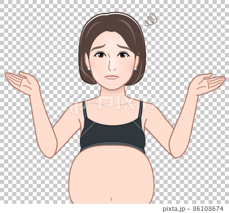 お腹の大きい妊婦のイラスト お腹の大きい妊婦のイラスト 86108674