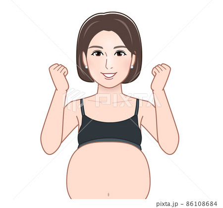 お腹の大きい妊婦のイラストのイラスト素材