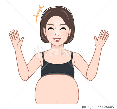 お腹の大きい妊婦のイラストのイラスト素材